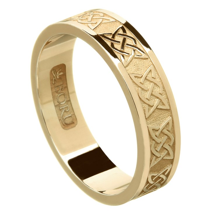 Lovers Knot Yellow Gold Wedding Band Celtic Wedding