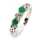 Diamond and Emerald Trinity Knot Engagement Ring