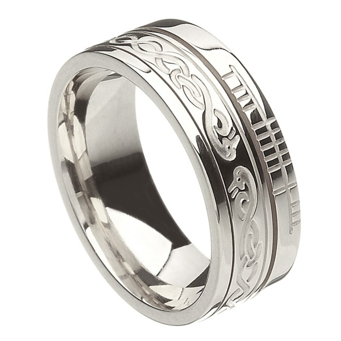 Le Cheile Faith White Gold Band - Celtic Wedding Rings - Rings from Ireland