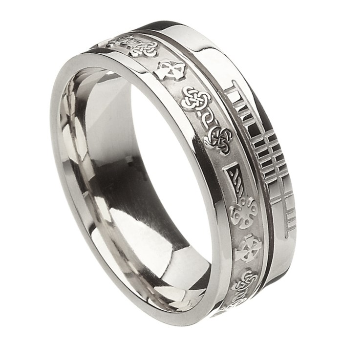 Celtic Cross Faith White Gold Band - Celtic Wedding Rings - Rings from ...