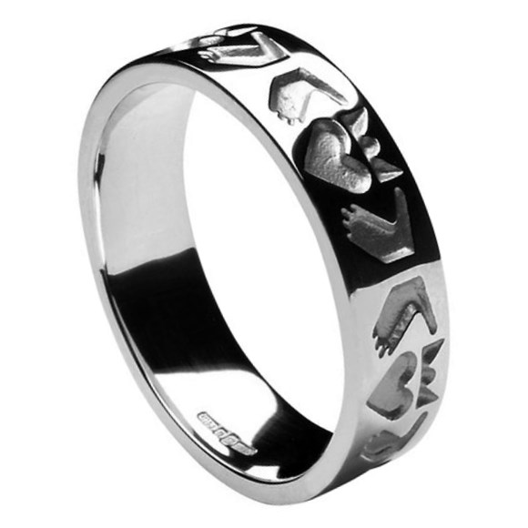 Friendship Claddagh  White  Gold  Wedding  Band  Claddagh  