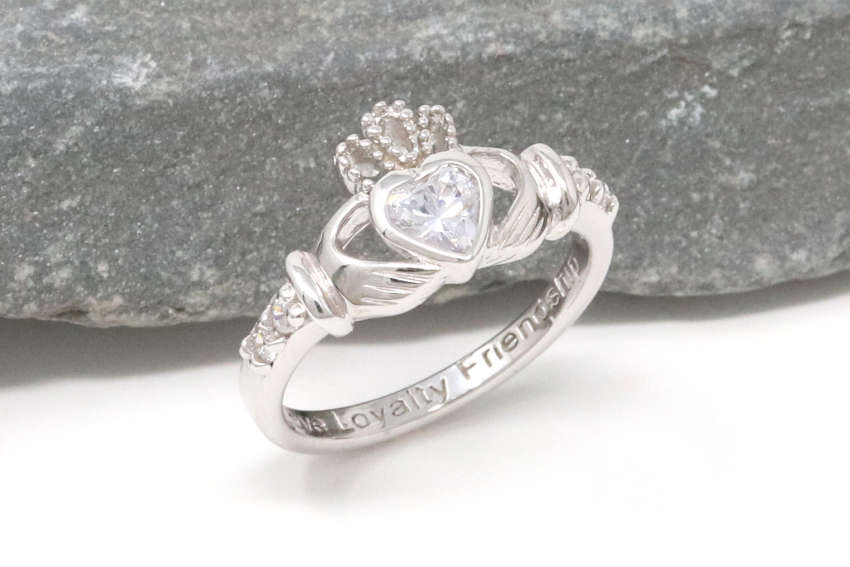 April Birthstone Claddagh Ring