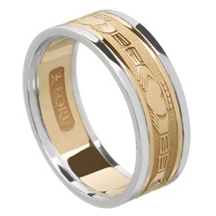 Claddagh Gold Wedding Band with Trim