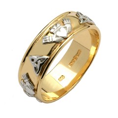 Corrib Two-Tone Trinity Knot & Claddagh Wedding Ring