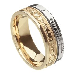 Claddagh Faith Yellow Gold with White Rail Band