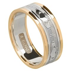 Claddagh Gold Wedding Band with Trim