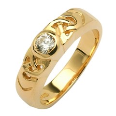 Celtic Solitaire Yellow Gold Ring with Brilliant Cut Diamond