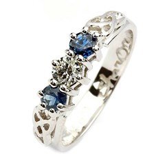 Diamond and Sapphire Trinity Knot Engagement Ring