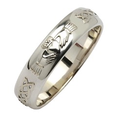 Claddagh & Celtic Knot Silver Wedding Band