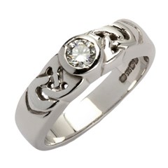 Celtic Solitaire White Gold Ring with Brilliant Cut Diamond