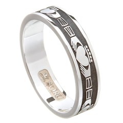 Claddagh Oxidized Silver Wedding Band