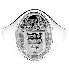 Ladies Coat of Arms Oval White Gold Ring