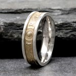 Ladies Celtic Warrior Narrow Silver Band with Yellow Gold Center