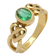 Celtic Heart Knot Emerald Set Yellow Gold Ring