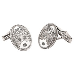 Coat of Arms Oval White Gold Cufflinks