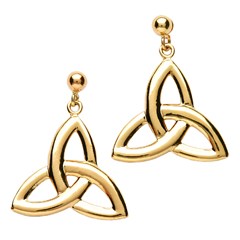 Medium Yellow Gold Trinity Knot Drop Earrings