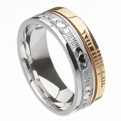 Claddagh Faith Silver with Yellow Gold Rail Band