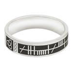 Ogham My Soul Mate Oxidized Silver Wedding Ring