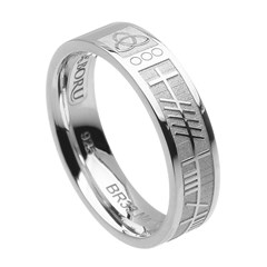 Ogham My Soul Mate White Gold Wedding Ring